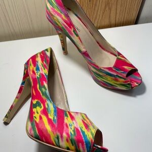 Vibrant Multicolor Peep Toe Heels